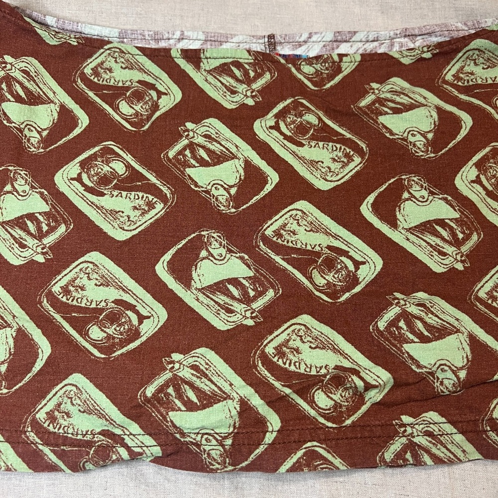 Urban Outfitters Sardine Skort Womens M Linen Fish Print Low Rise Coastal Y2K - Picture 2 of 8